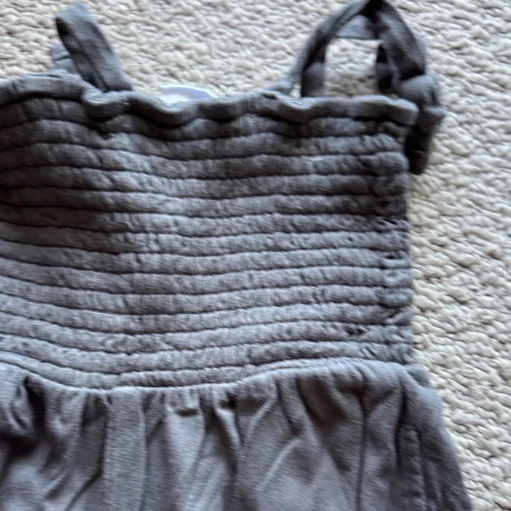 GAP Charcoal Smocked Strap Wide-Leg Jumpsuit - Picture 3 of 4